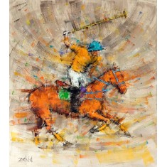 Zahid Saleem, 30 x 36 Inch, Acrylic on Canvas, Polo Painting, AC-ZS-202